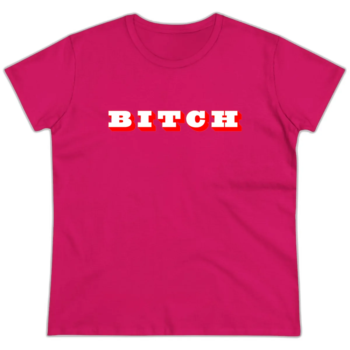 BEECH Bold Red Typography Ladies Tee in Heliconia