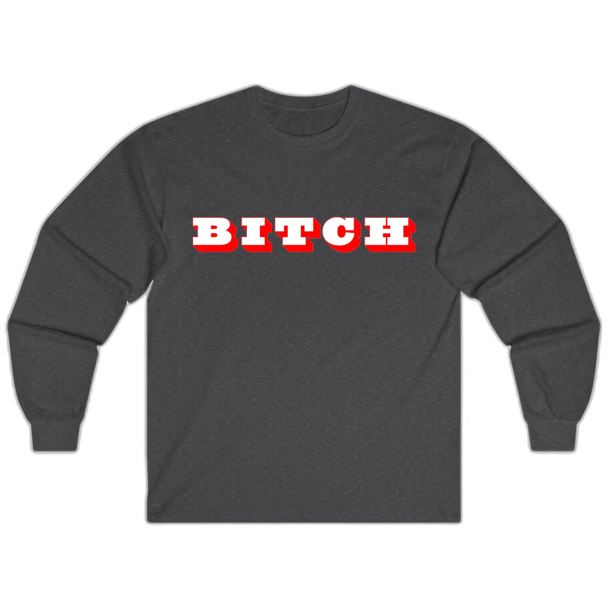 BEECH Bold Red Typography Long Sleeve in Dark Heather