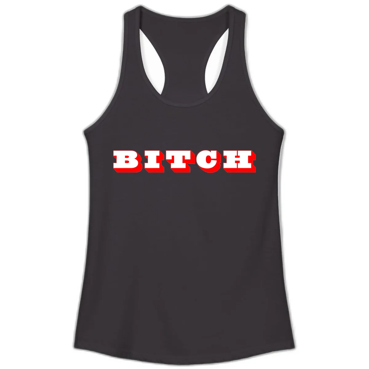 BEECH Bold Red Typography Ladies Tank in Black