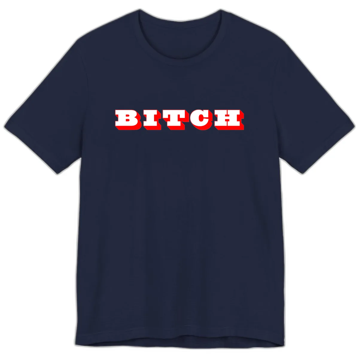 BEECH Bold Red Typography Premium T-Shirt in Navy