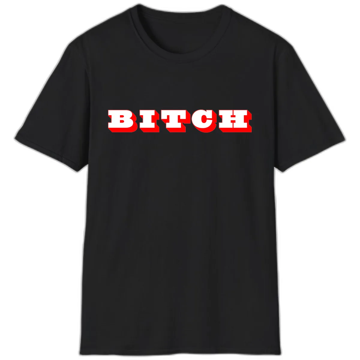 BEECH Bold Red Typography T-Shirt in Black