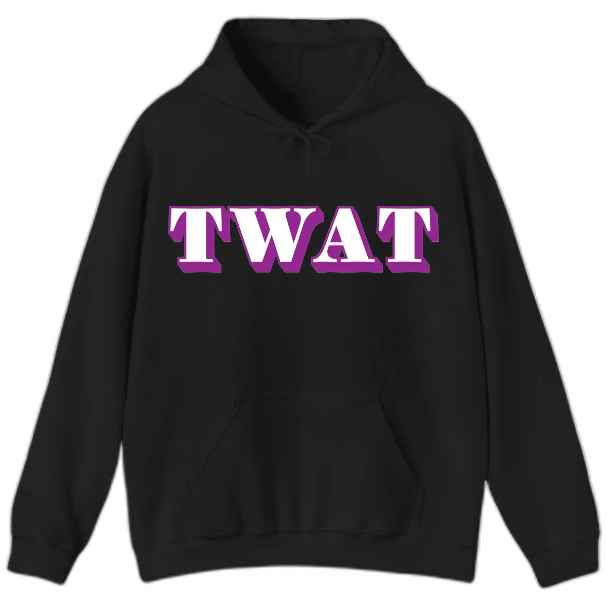 TWAT Bold Purple Typography Hoodie in Black