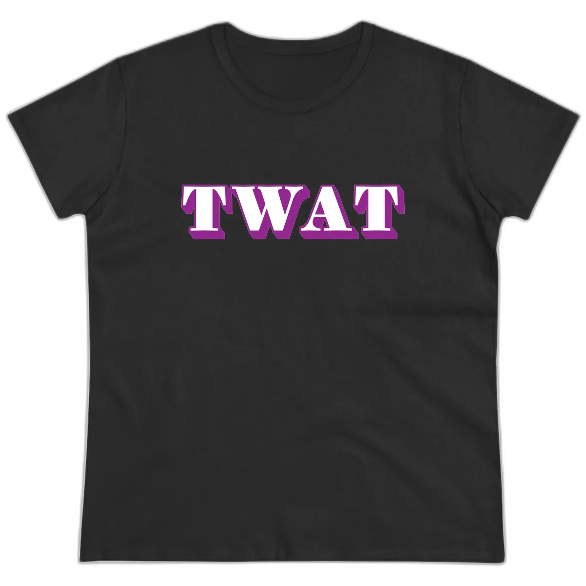 TWAT Bold Purple Typography Ladies Tee in Black