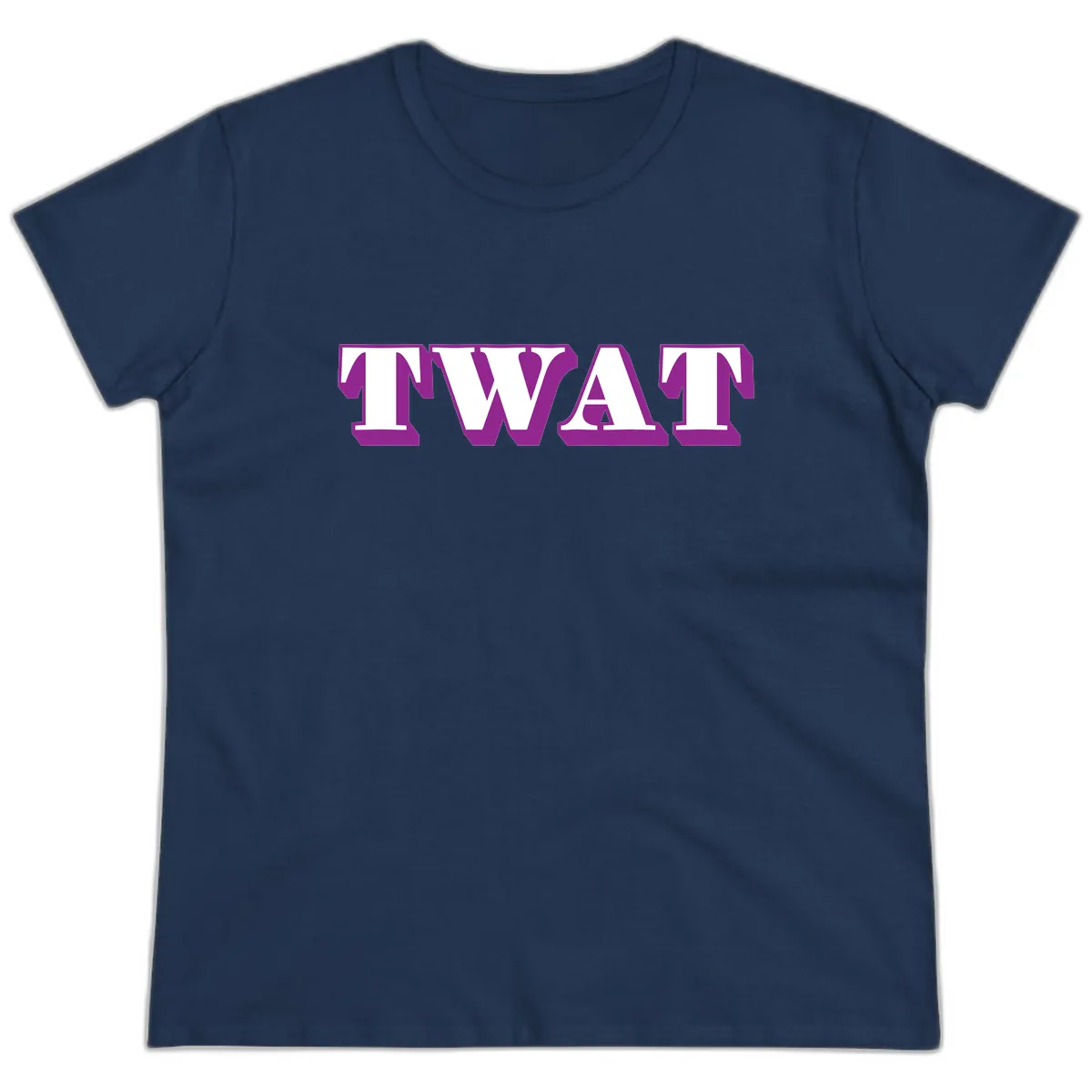 TWAT Bold Purple Typography Ladies Tee in Navy