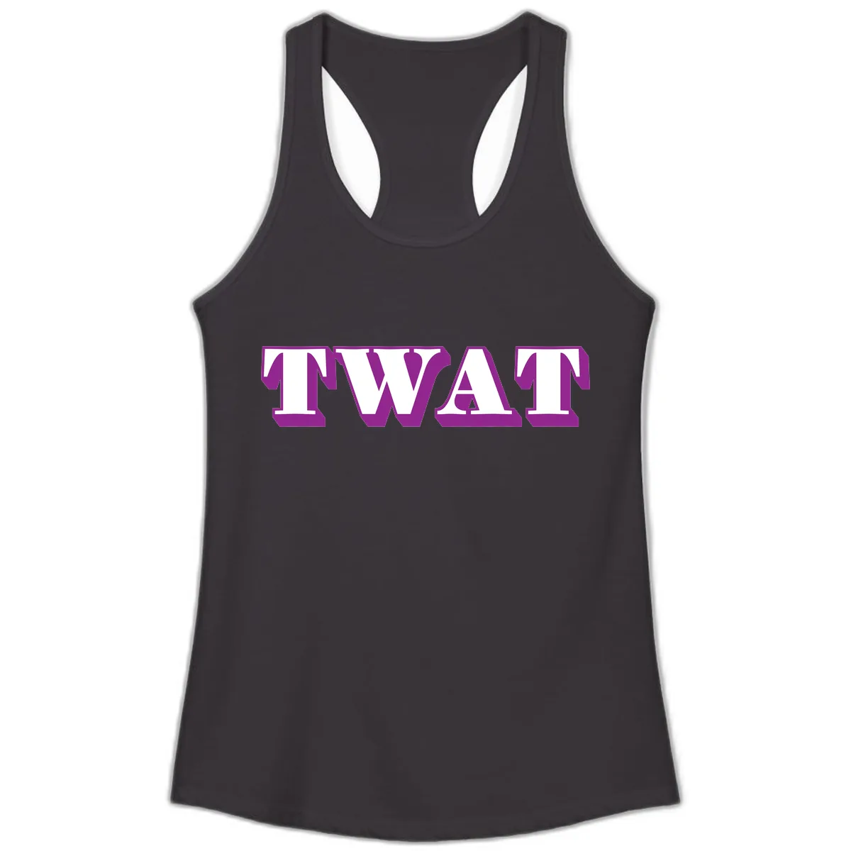 TWAT Bold Purple Typography Ladies Tank in Black