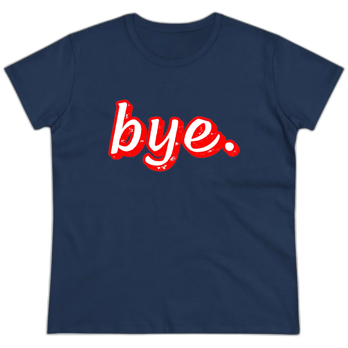 Bye. Graffiti Style Farewell Ladies Tee in Navy