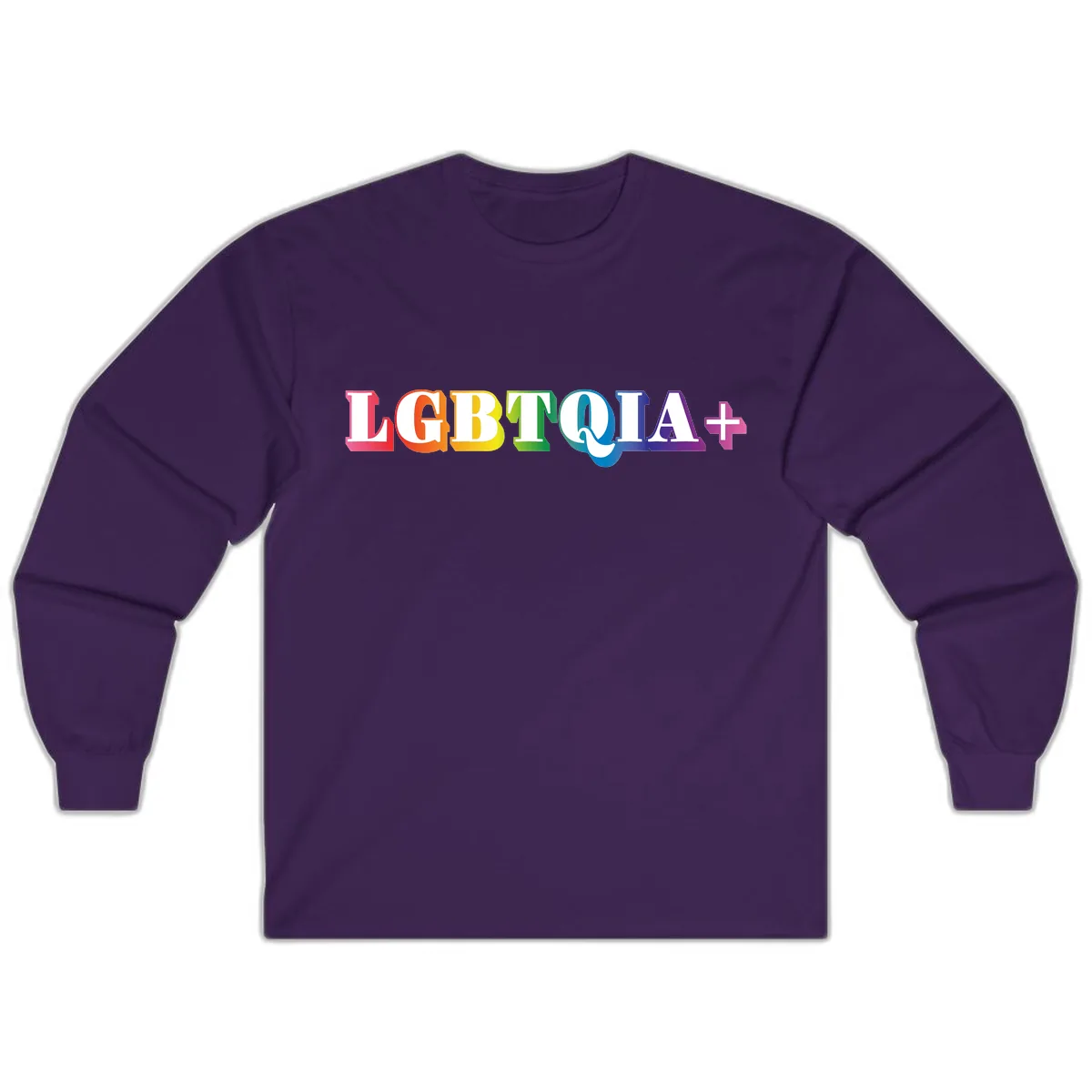 LGBTQIA Plus Pride Rainbow Text Long Sleeve in Purple