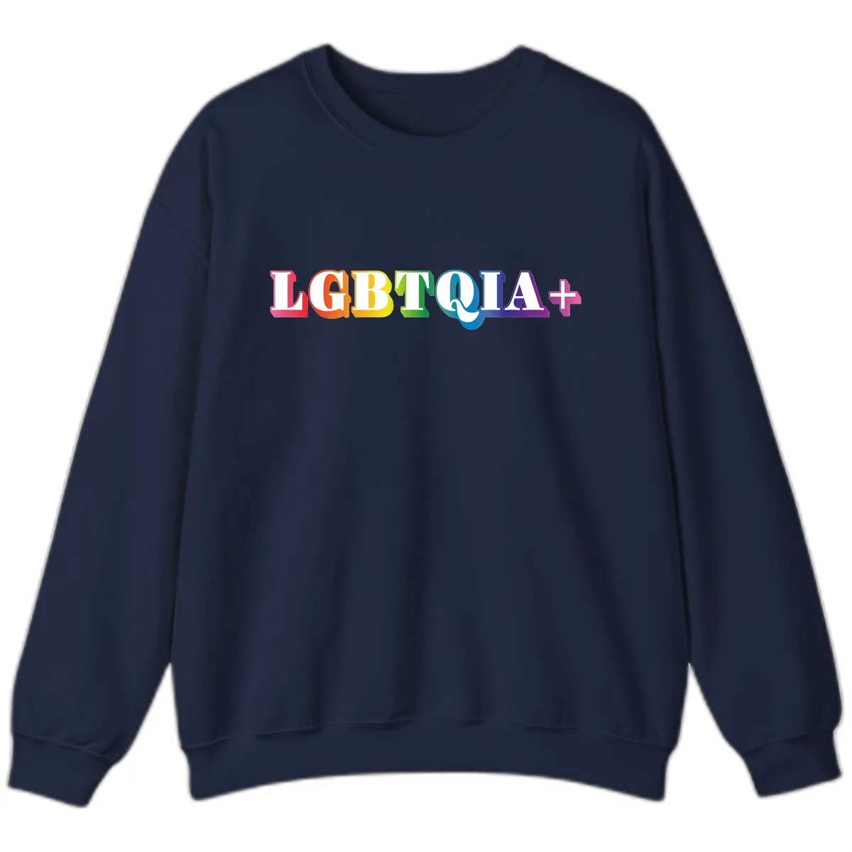 LGBTQIA Plus Pride Rainbow Text Sweatshirt in Navy