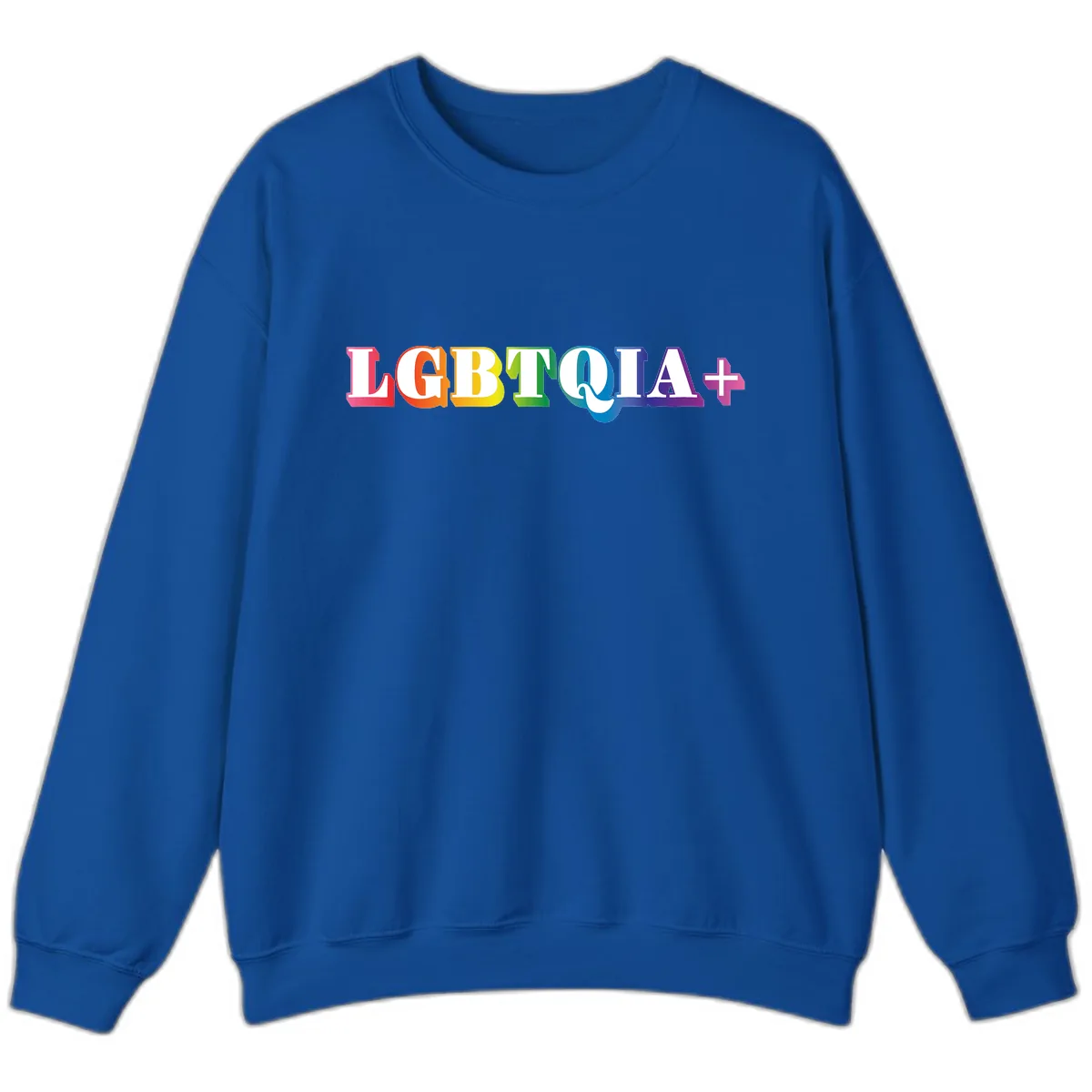 LGBTQIA Plus Pride Rainbow Text Sweatshirt in Royal