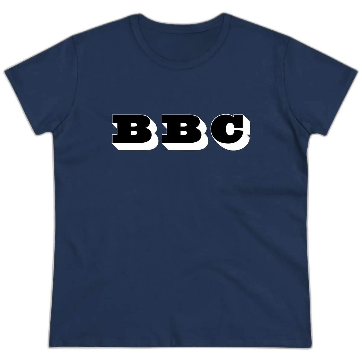 BBC Bold Typography Design Ladies Tee in Navy