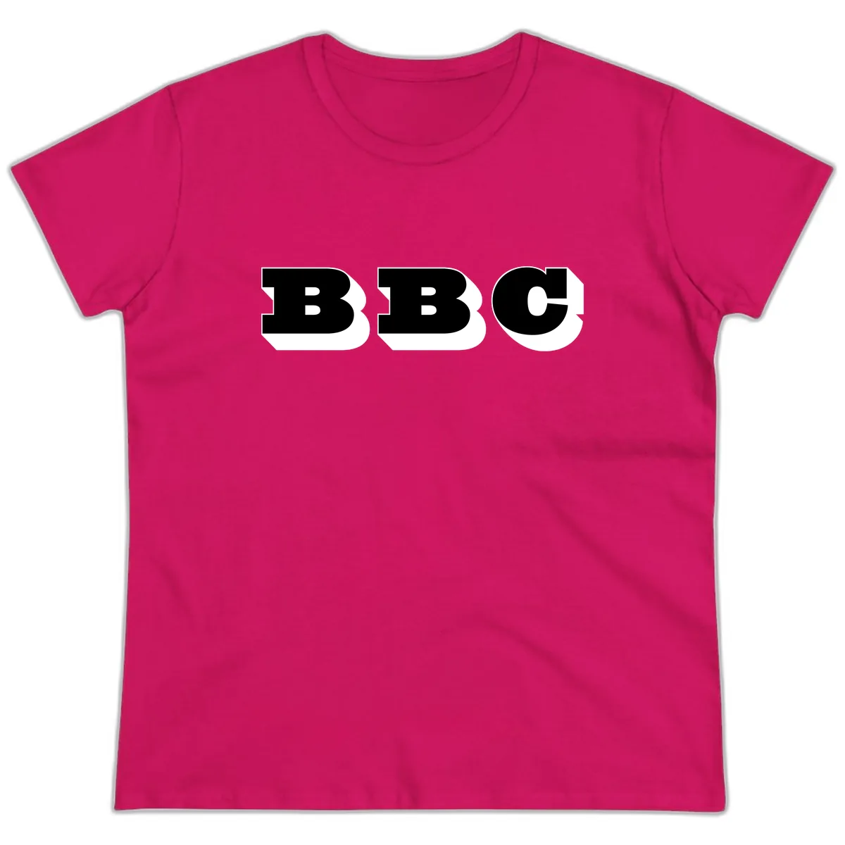 BBC Bold Typography Design Ladies Tee in Heliconia