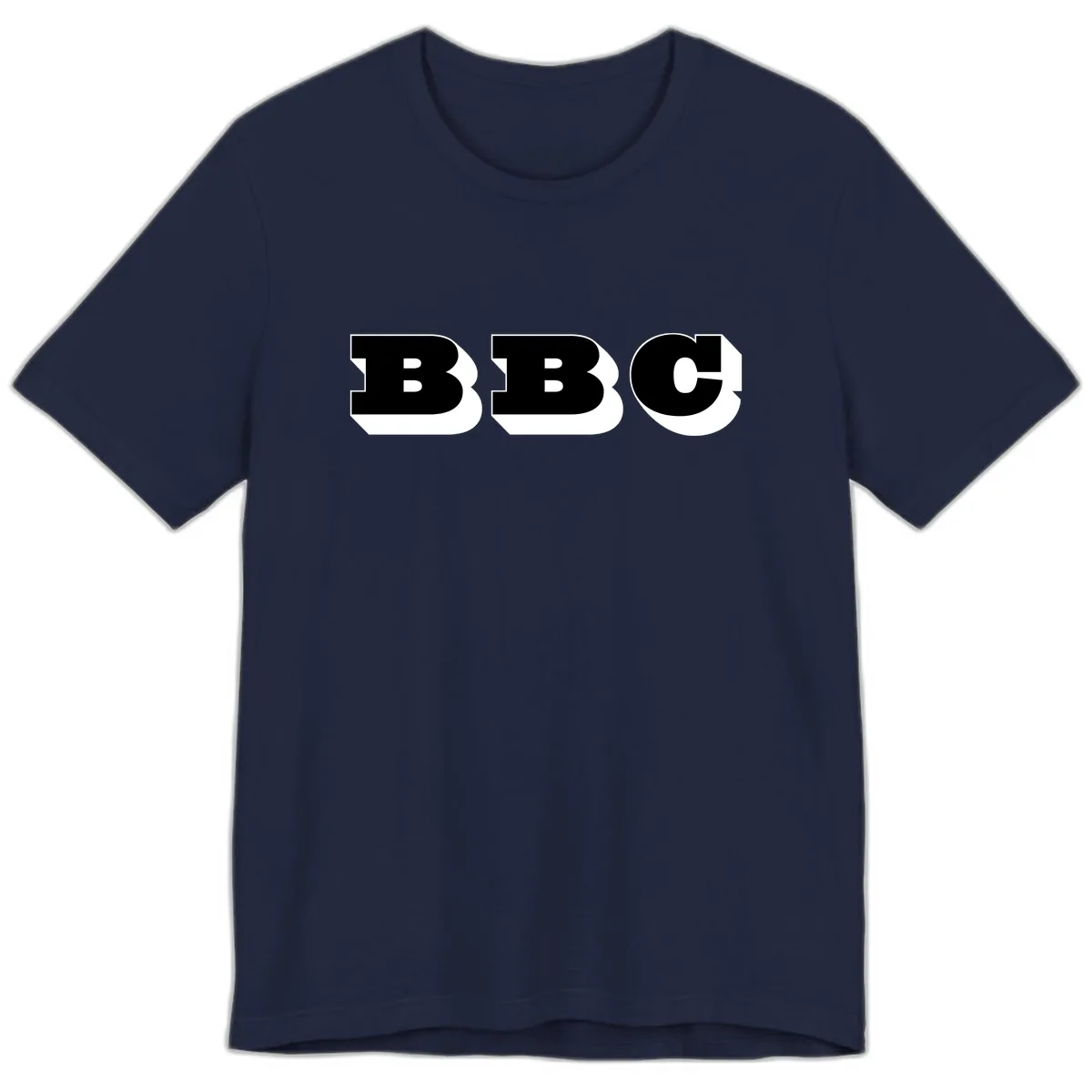 BBC Bold Typography Design Premium T-Shirt in Navy