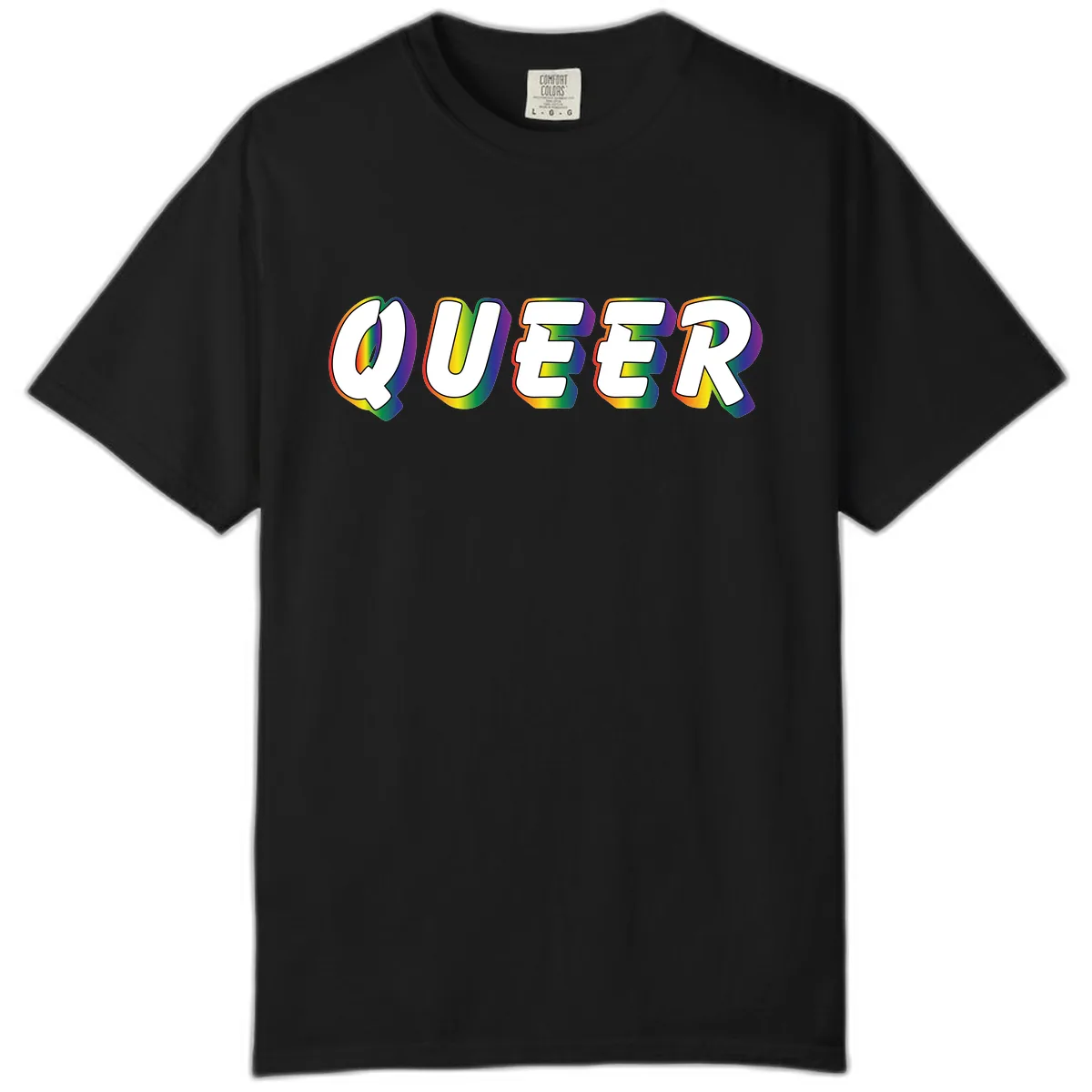 Queer Pride Rainbow Letter Design Comfort Color in Black