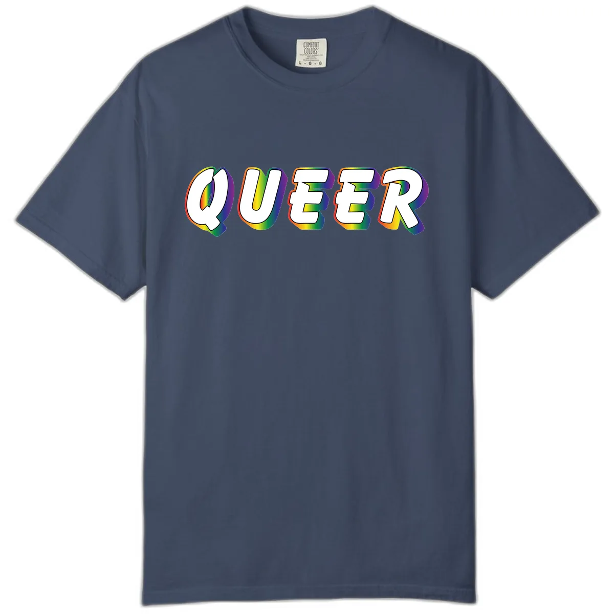 Queer Pride Rainbow Letter Design Comfort Color in Midnight