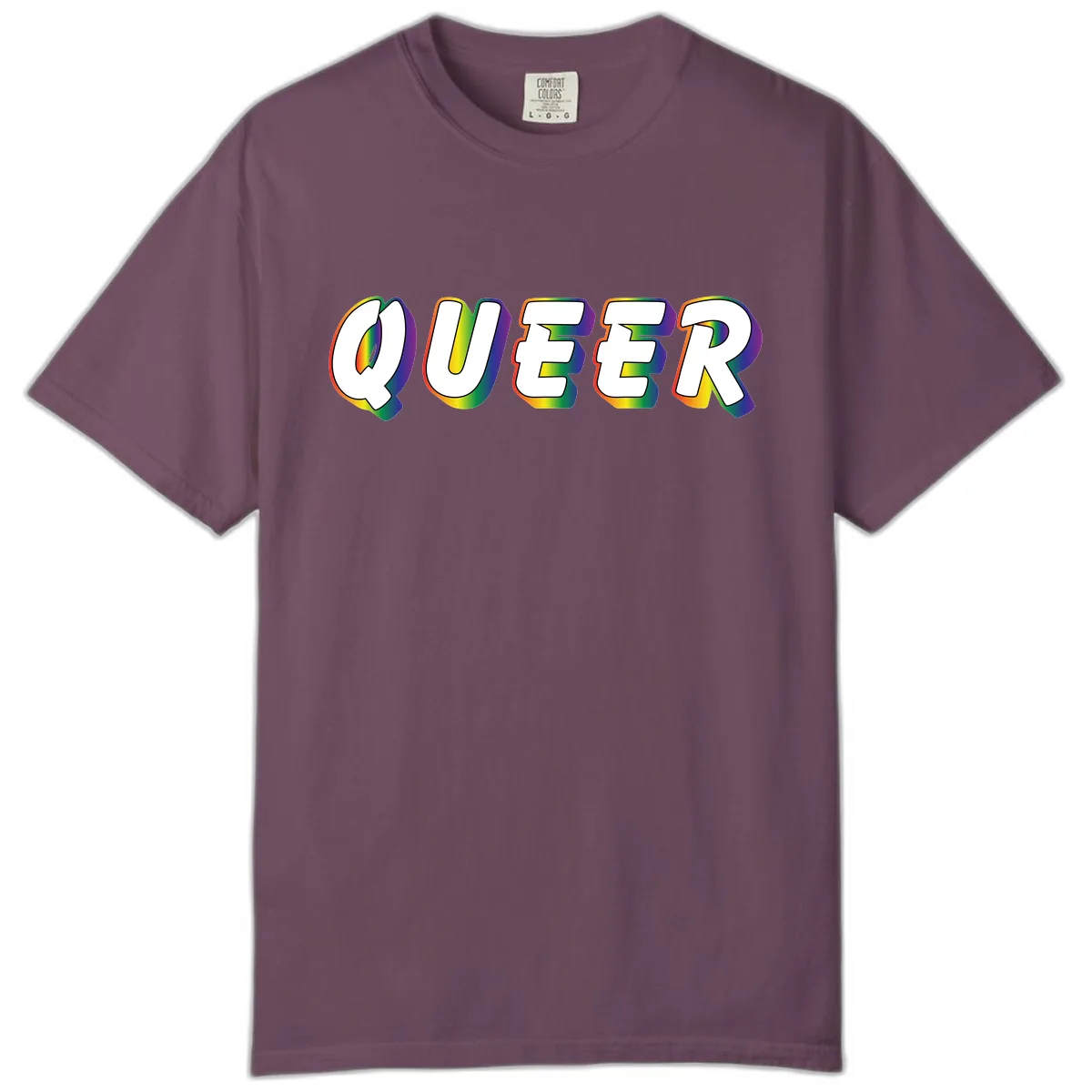 Queer Pride Rainbow Letter Design Comfort Color in Berry