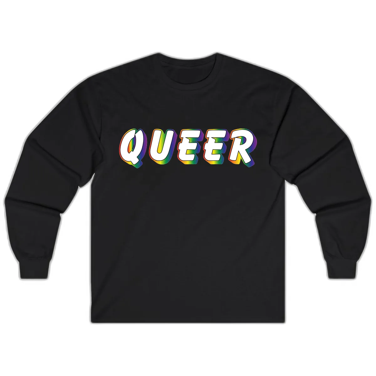 Queer Pride Rainbow Letter Design Long Sleeve in Black