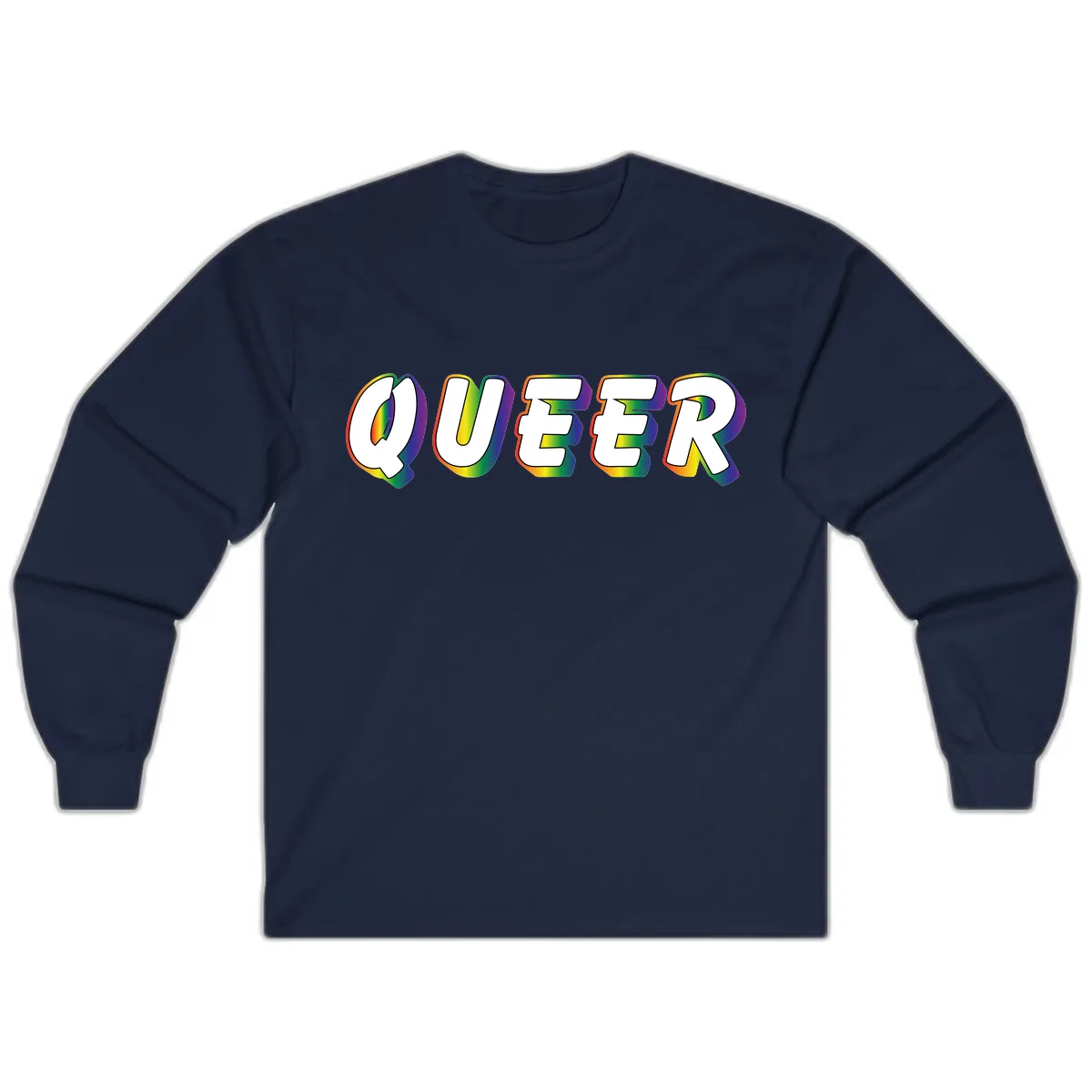 Queer Pride Rainbow Letter Design Long Sleeve in Navy
