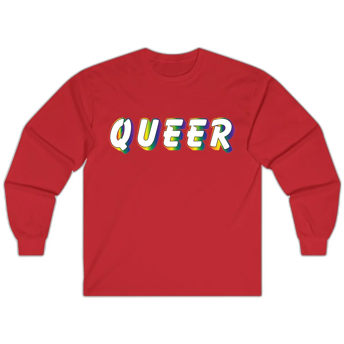Queer Pride Rainbow Letter Design Long Sleeve in Red