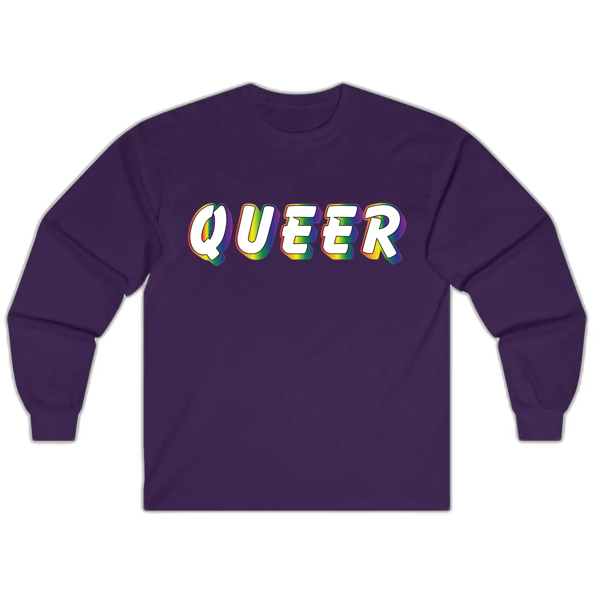 Queer Pride Rainbow Letter Design Long Sleeve in Purple