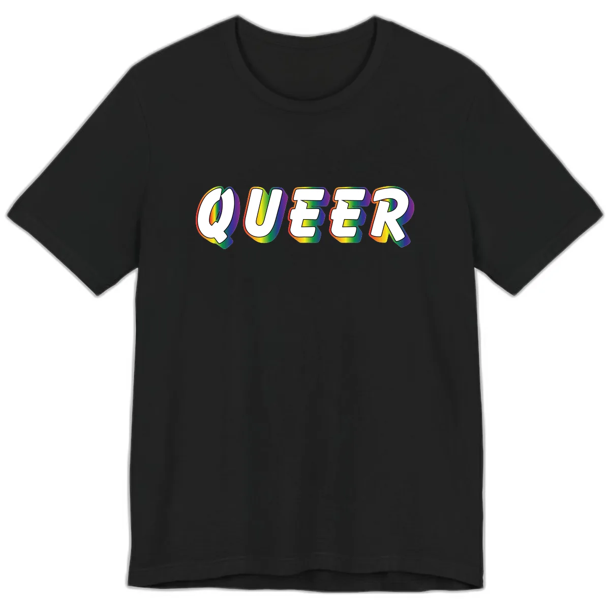 Queer Pride Rainbow Letter Design Premium T-Shirt in Black