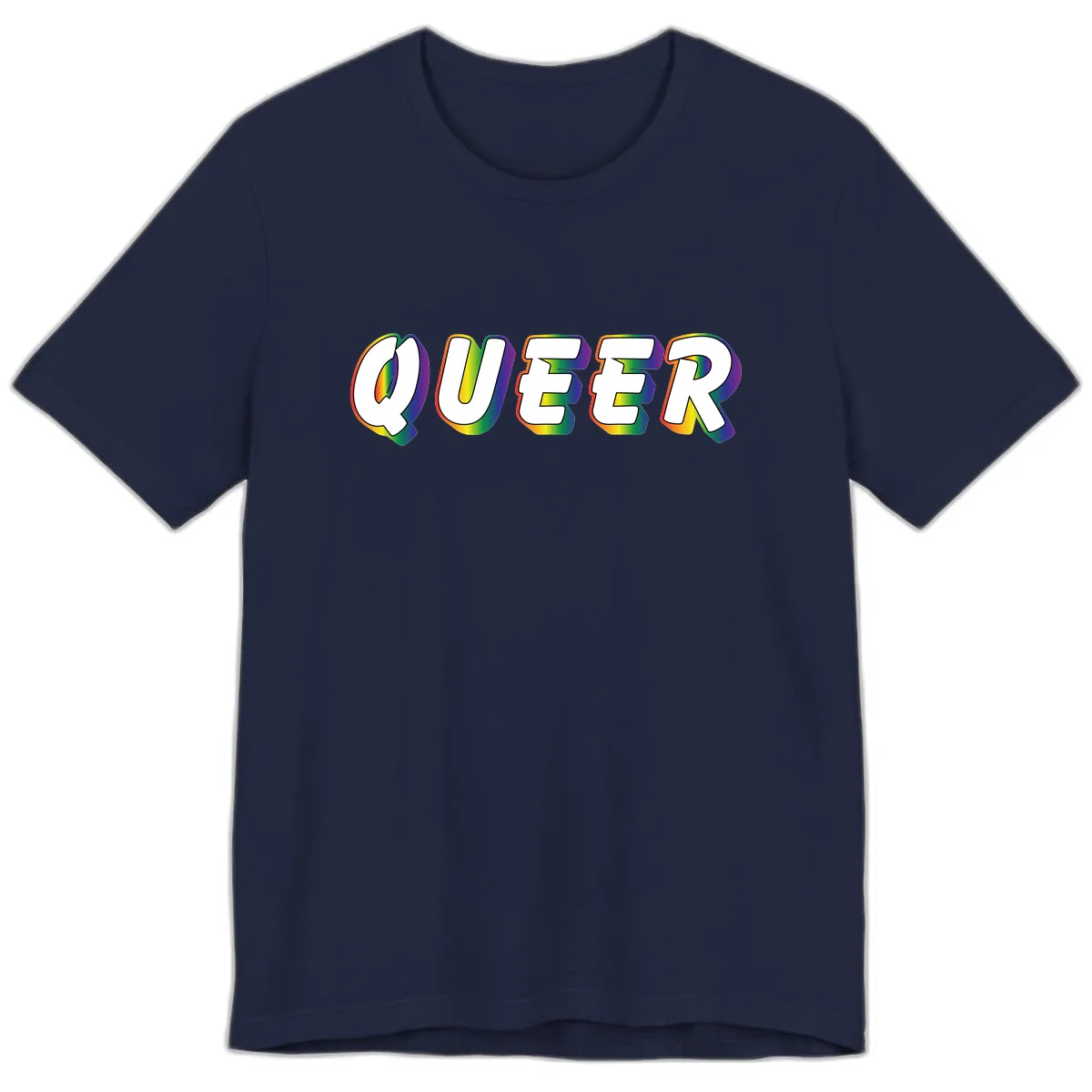 Queer Pride Rainbow Letter Design Premium T-Shirt in Navy
