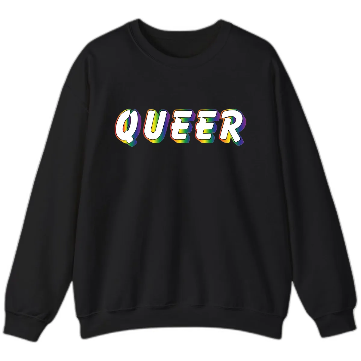 Queer Pride Rainbow Letter Design Sweatshirt in Black