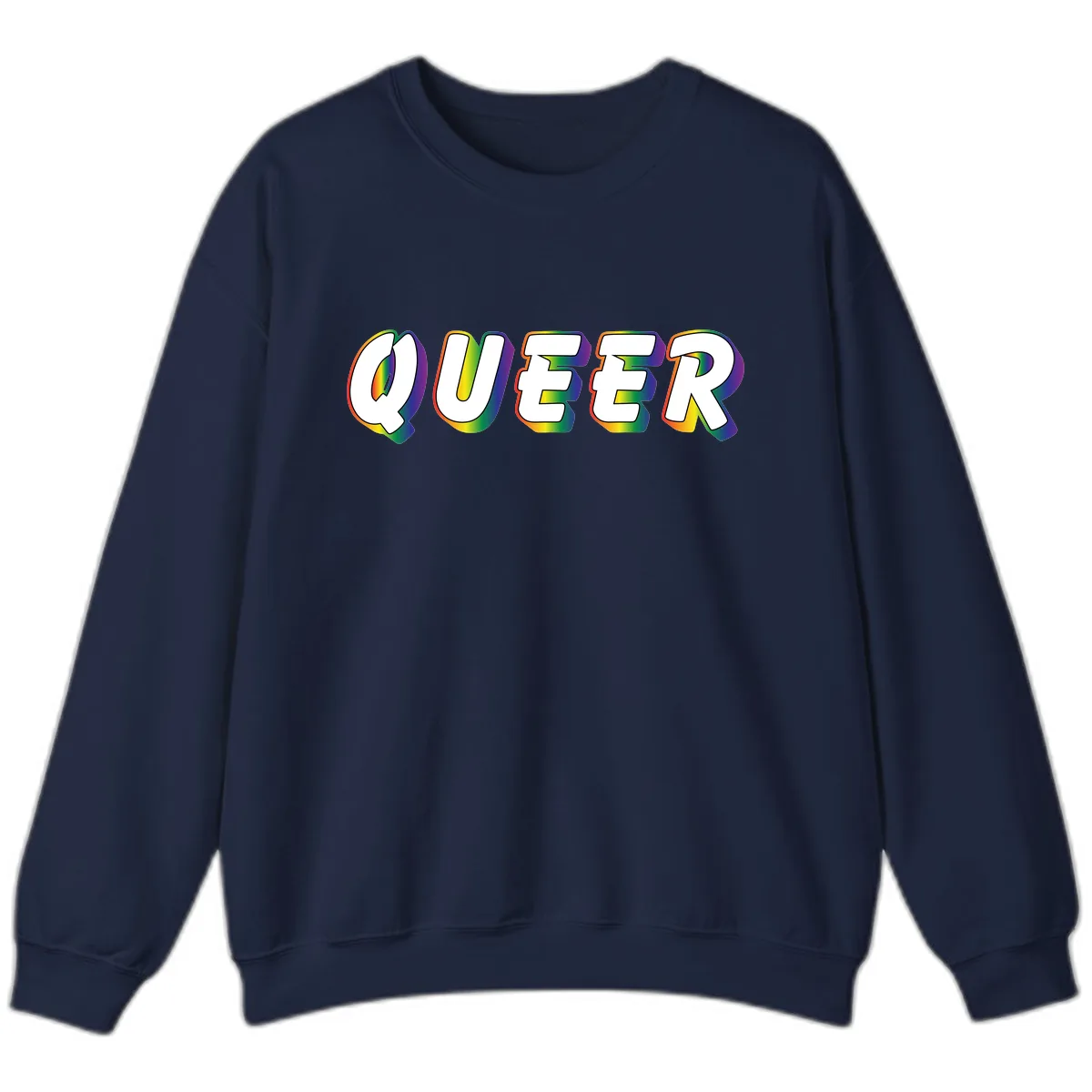 Queer Pride Rainbow Letter Design Sweatshirt in Navy
