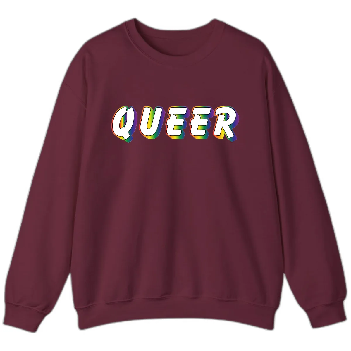 Queer Pride Rainbow Letter Design Sweatshirt in Maroon