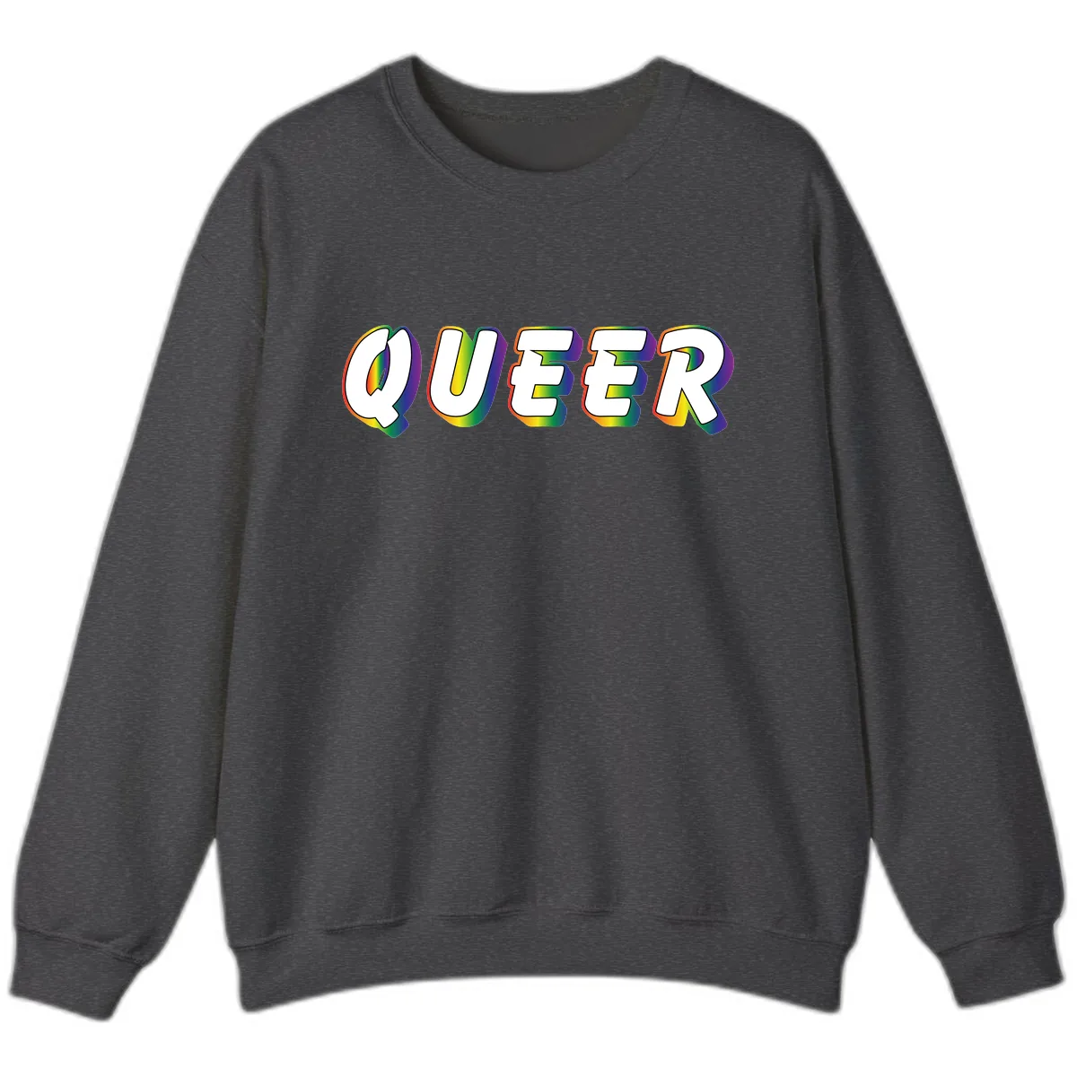 Queer Pride Rainbow Letter Design Sweatshirt in Dark Heather
