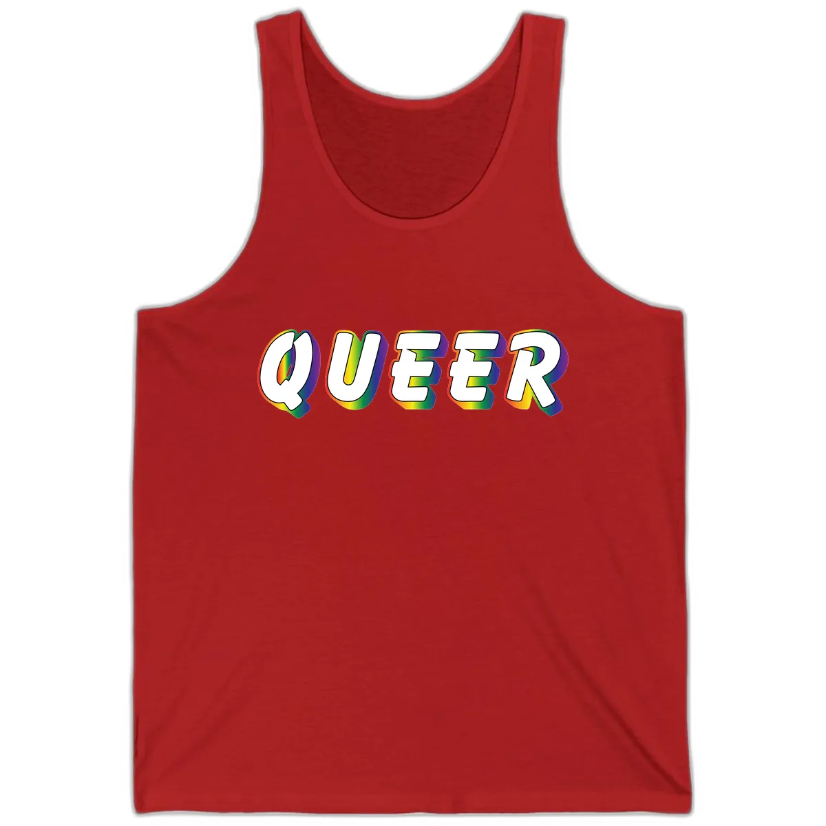 Queer Pride Rainbow Letter Design Tank in Red