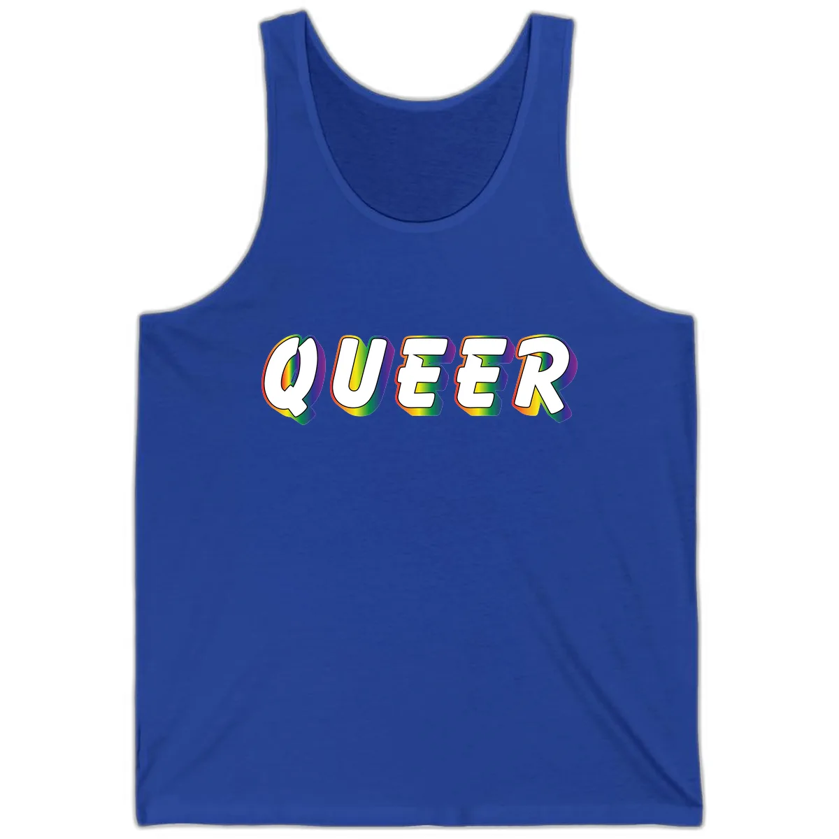 Queer Pride Rainbow Letter Design Tank in True Royal