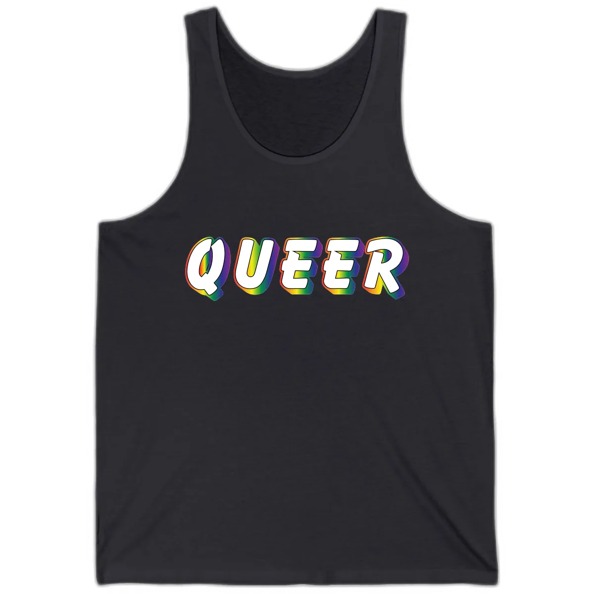 Queer Pride Rainbow Letter Design Tank in Dark Grey
