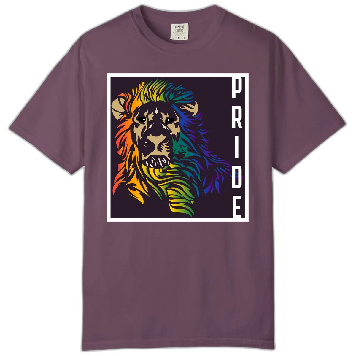 Rainbow Pride Lion Comfort Color in Berry