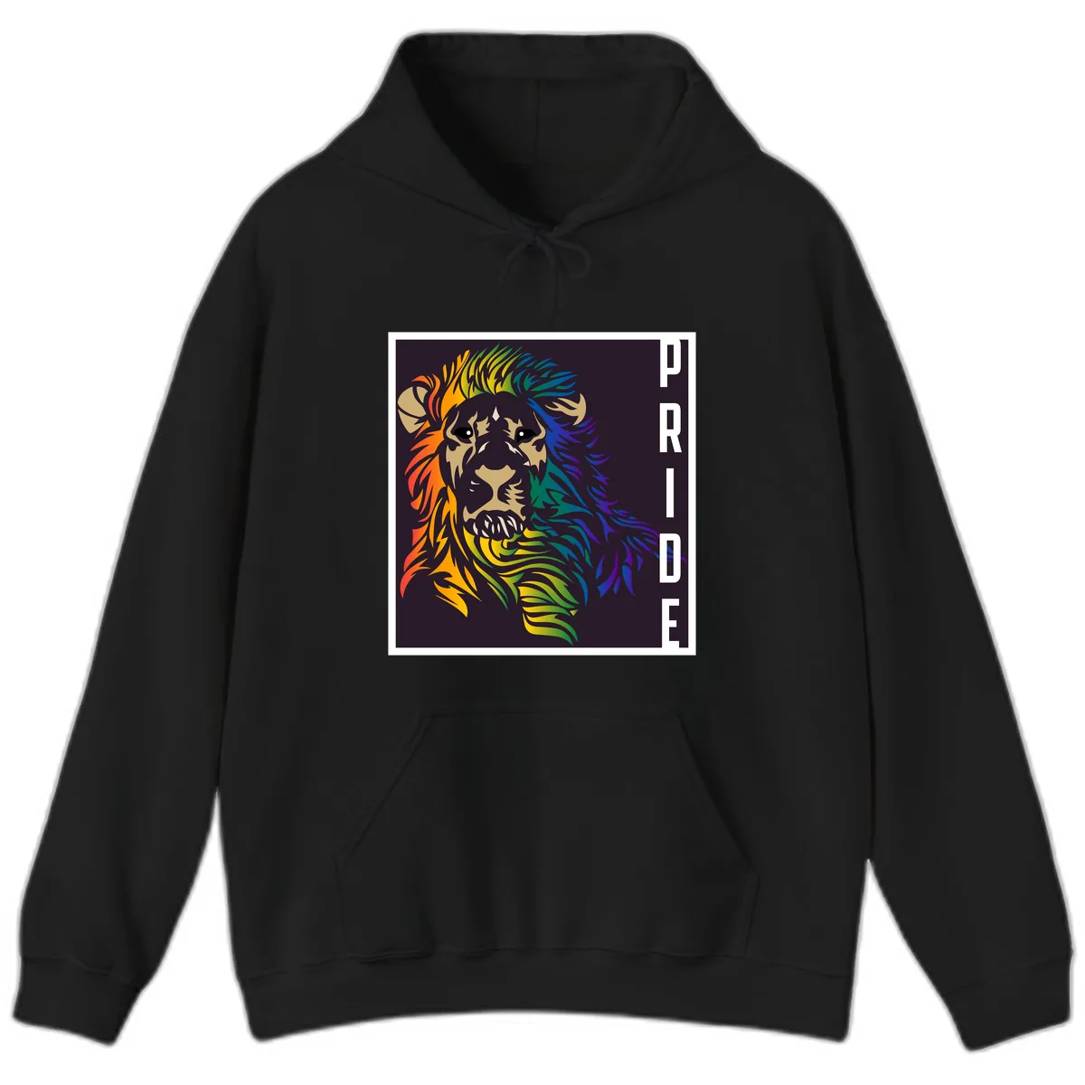 Rainbow Pride Lion Hoodie in Black