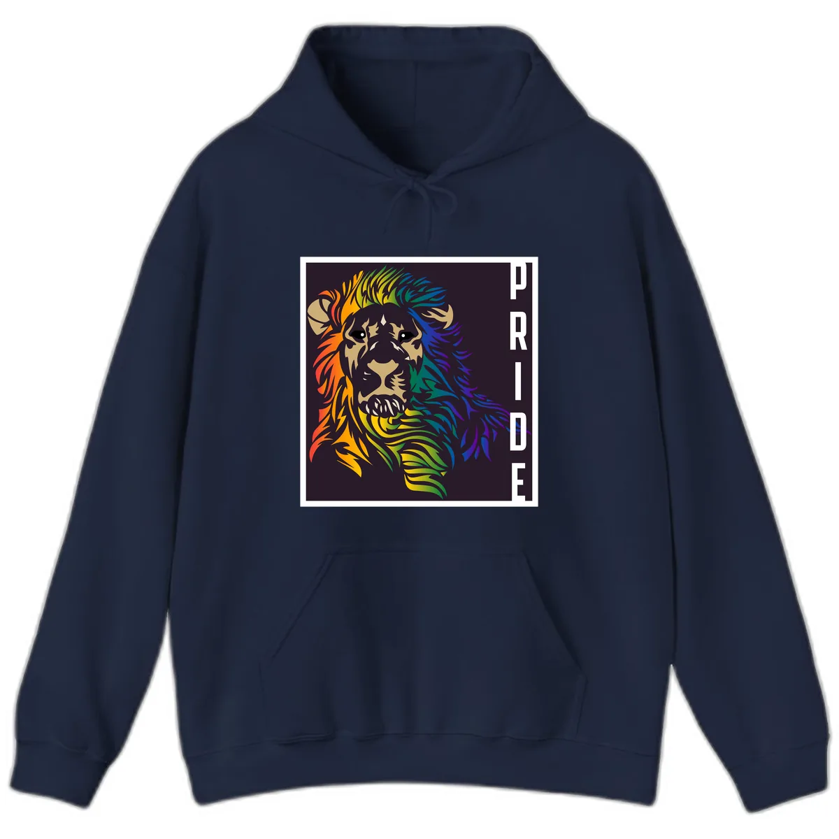 Rainbow Pride Lion Hoodie in Navy