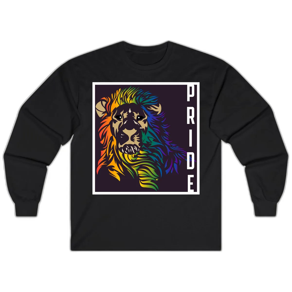 Rainbow Pride Lion Long Sleeve in Black