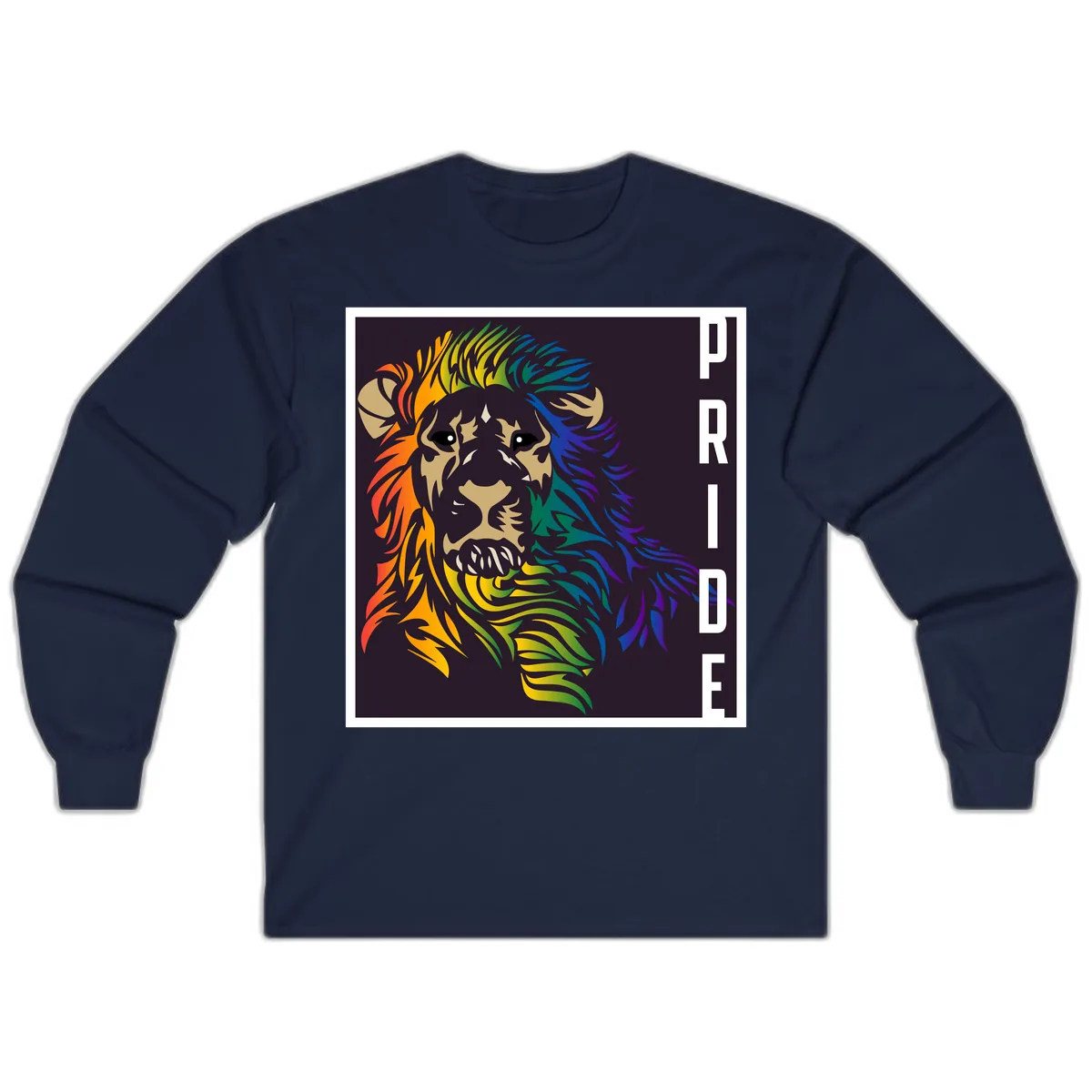 Rainbow Pride Lion Long Sleeve in Navy