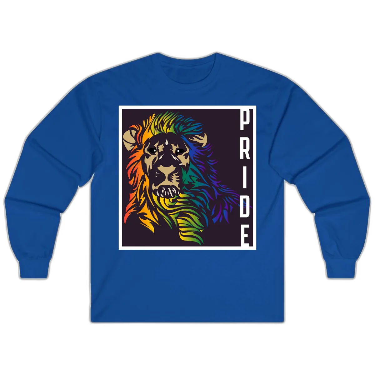 Rainbow Pride Lion Long Sleeve in Royal