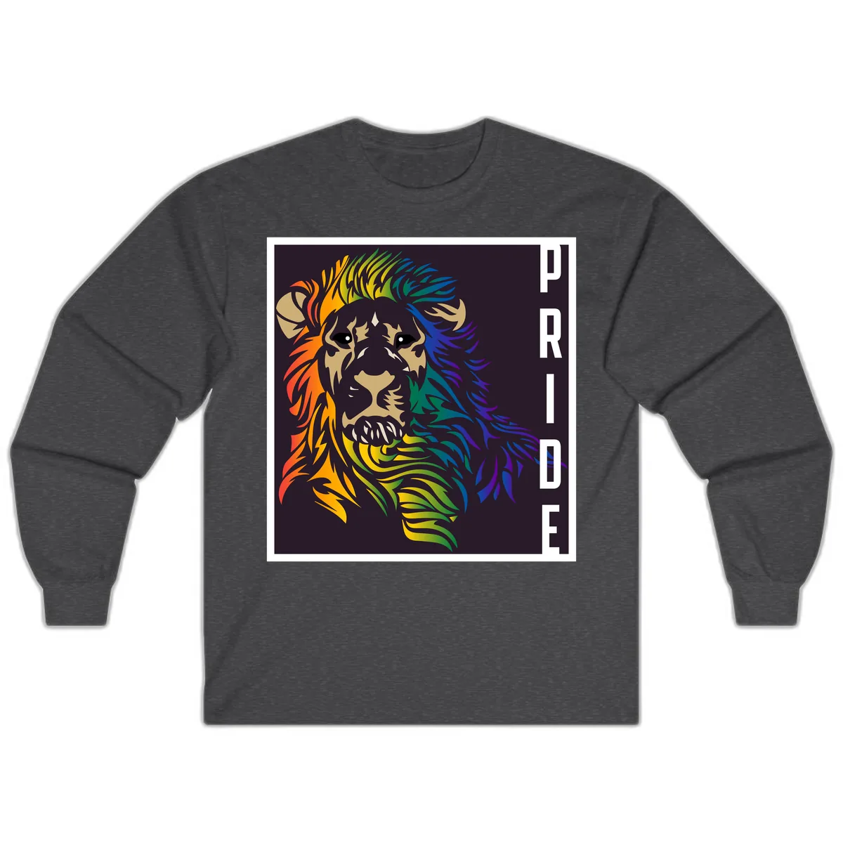 Rainbow Pride Lion Long Sleeve in Dark Heather