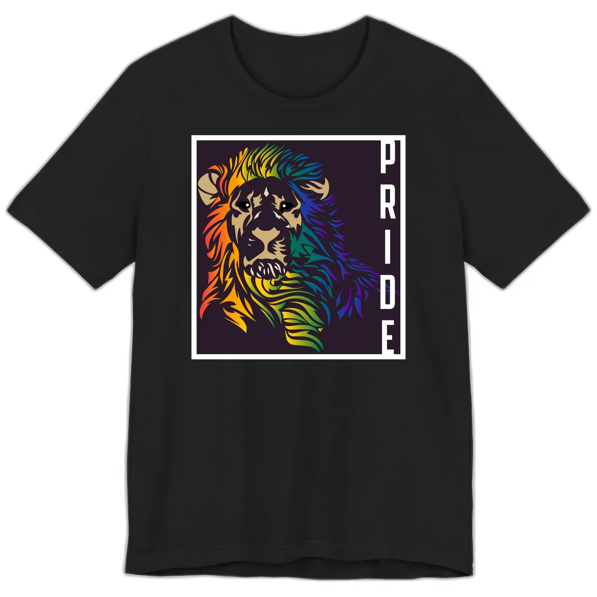 Rainbow Pride Lion Premium T-Shirt in Black