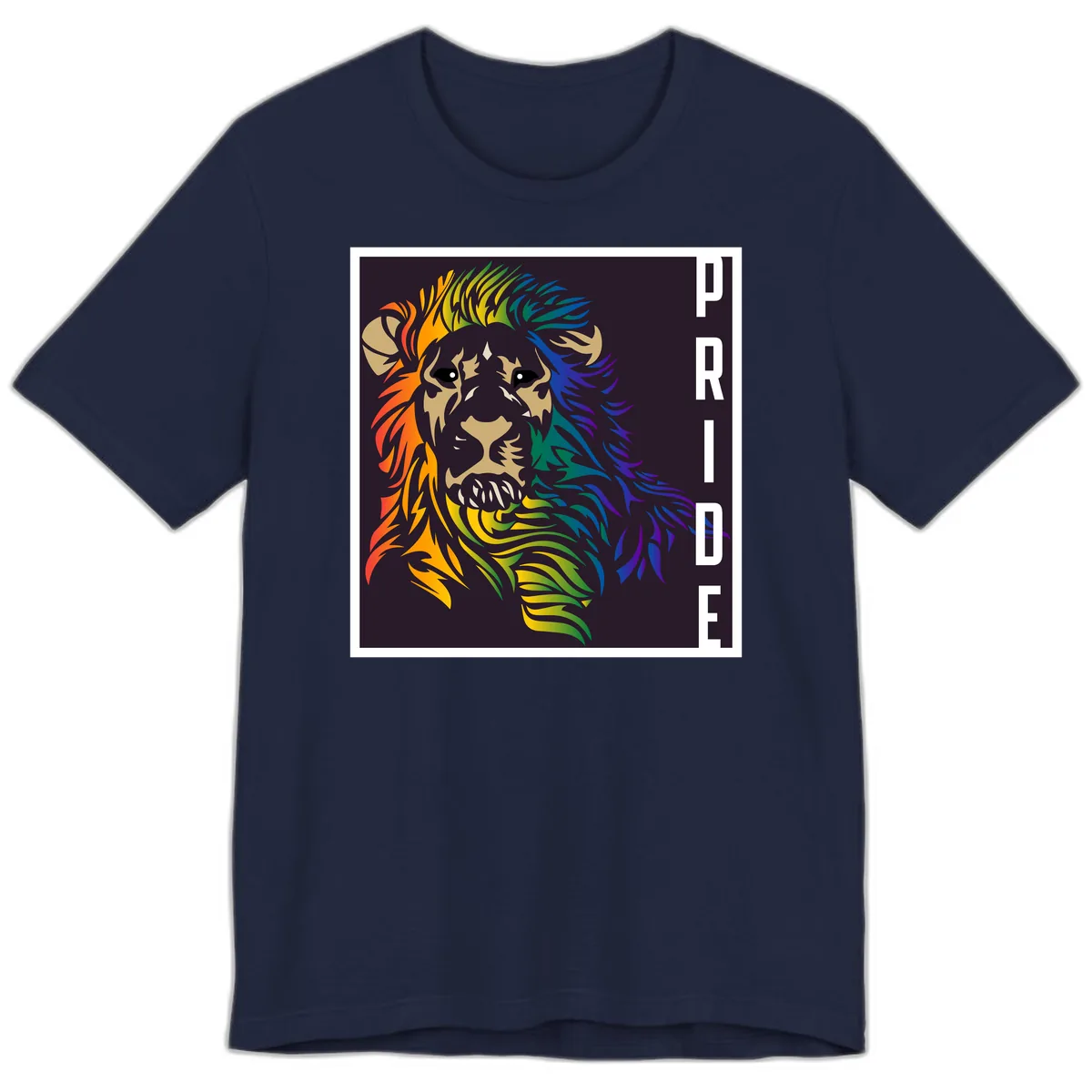 Rainbow Pride Lion Premium T-Shirt in Navy