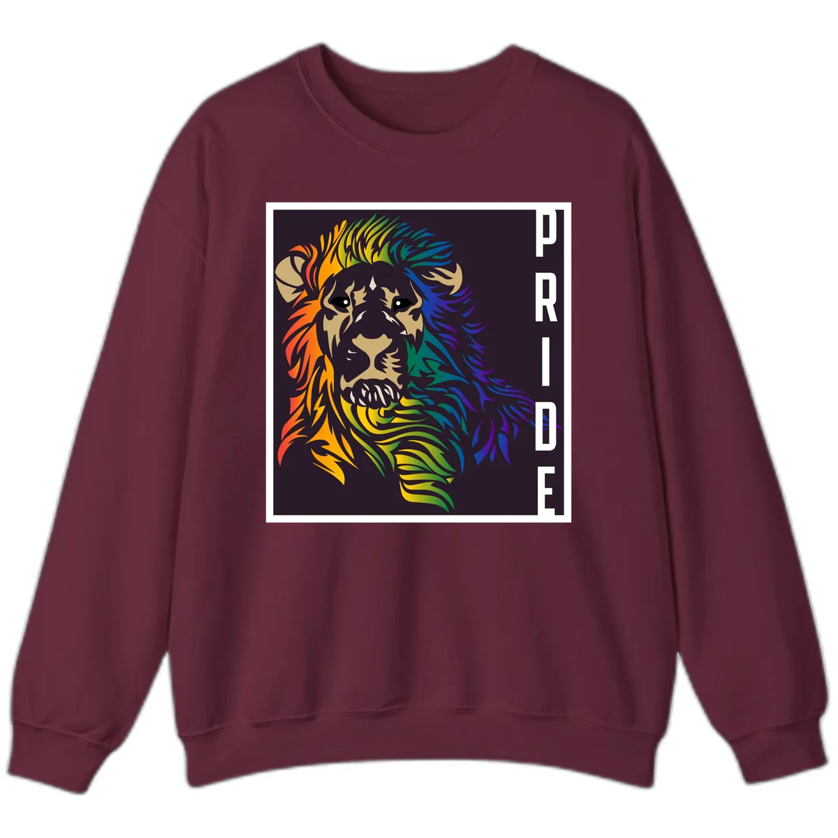 Rainbow Pride Lion Sweatshirt in Maroon