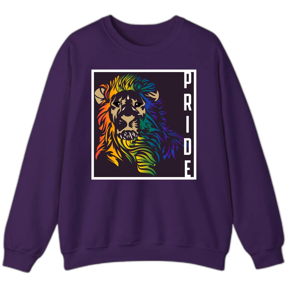 Rainbow Pride Lion Sweatshirt in Purple