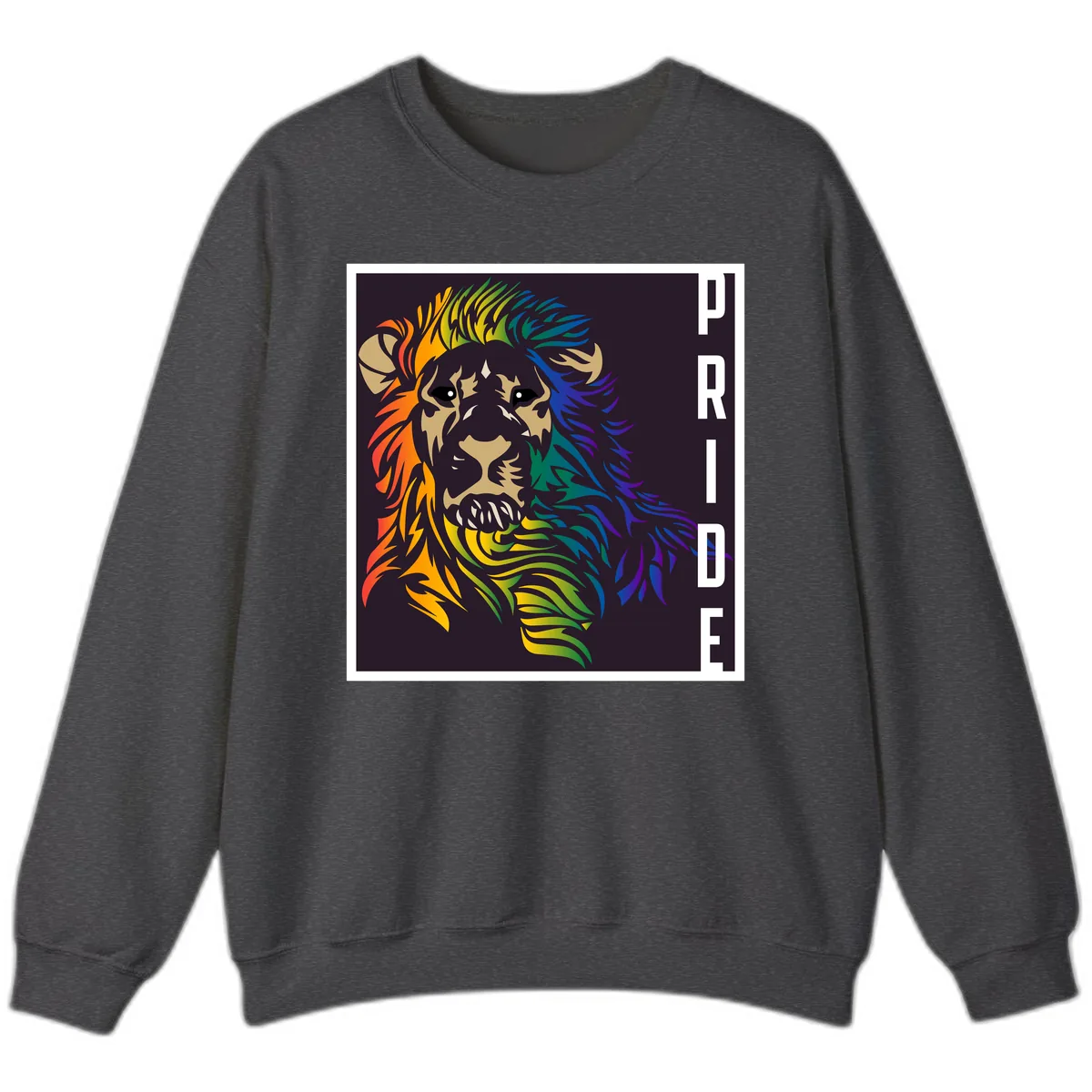 Rainbow Pride Lion Sweatshirt in Dark Heather