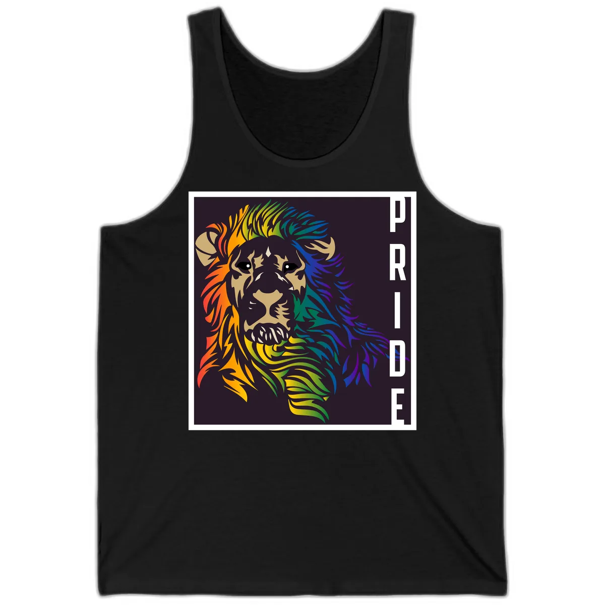 Rainbow Pride Lion Tank in Black