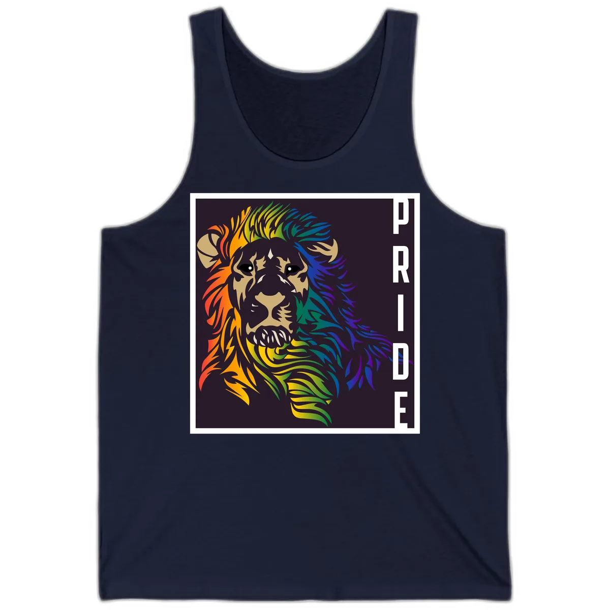 Rainbow Pride Lion Tank in Navy