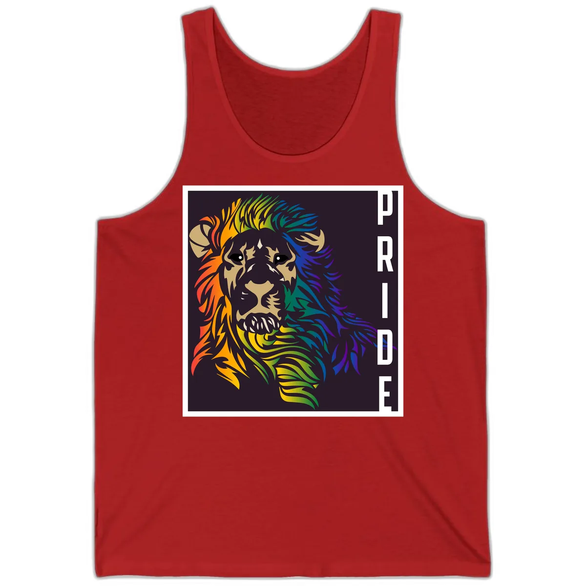 Rainbow Pride Lion Tank in Red