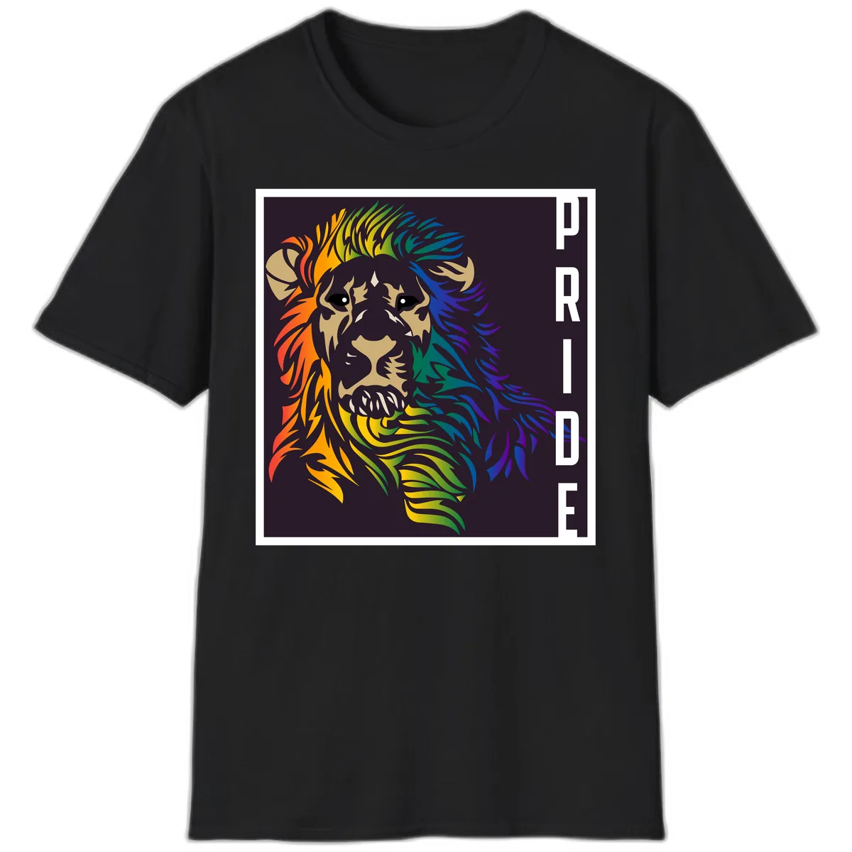 Rainbow Pride Lion T-Shirt in Black
