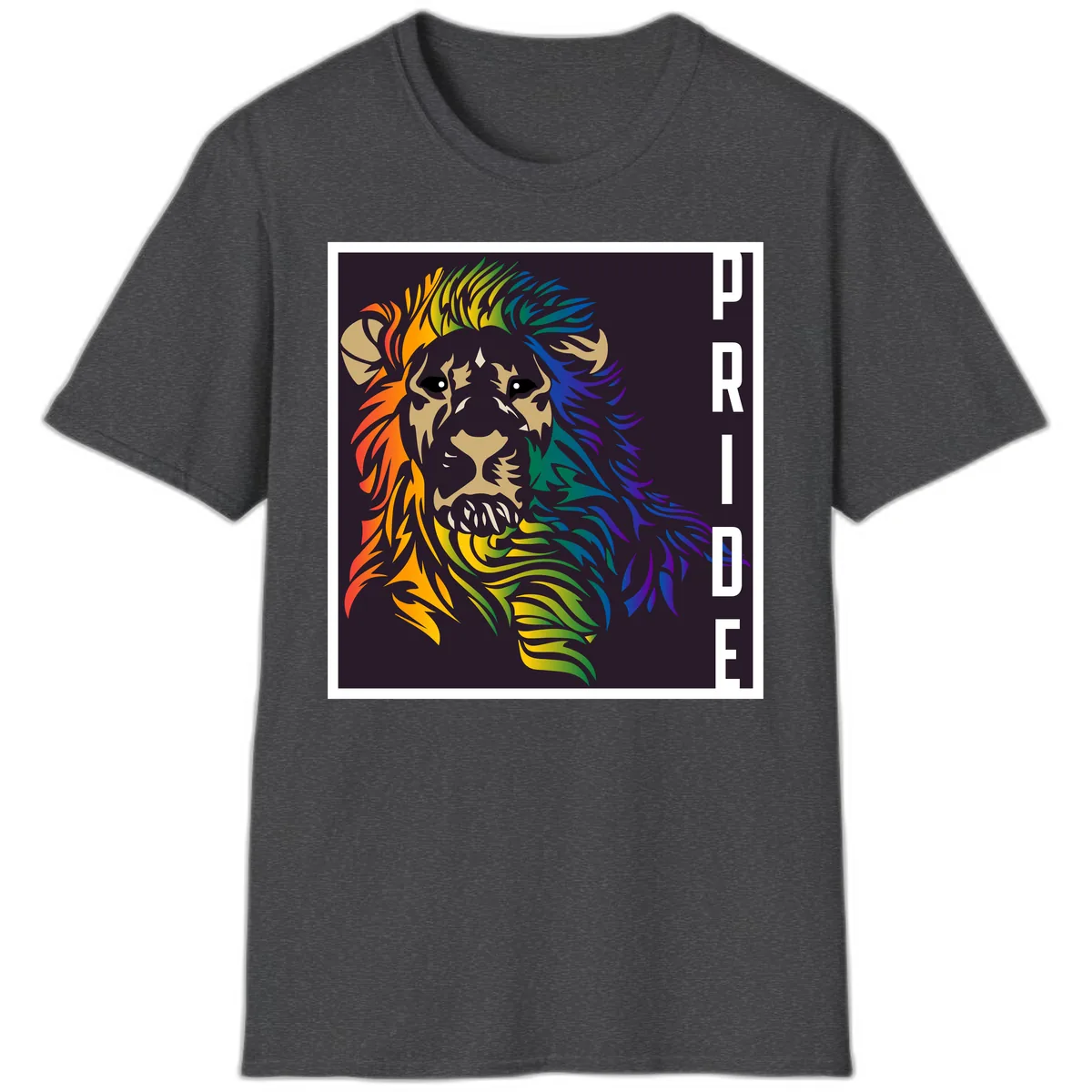 Rainbow Pride Lion T-Shirt in Dark Heather