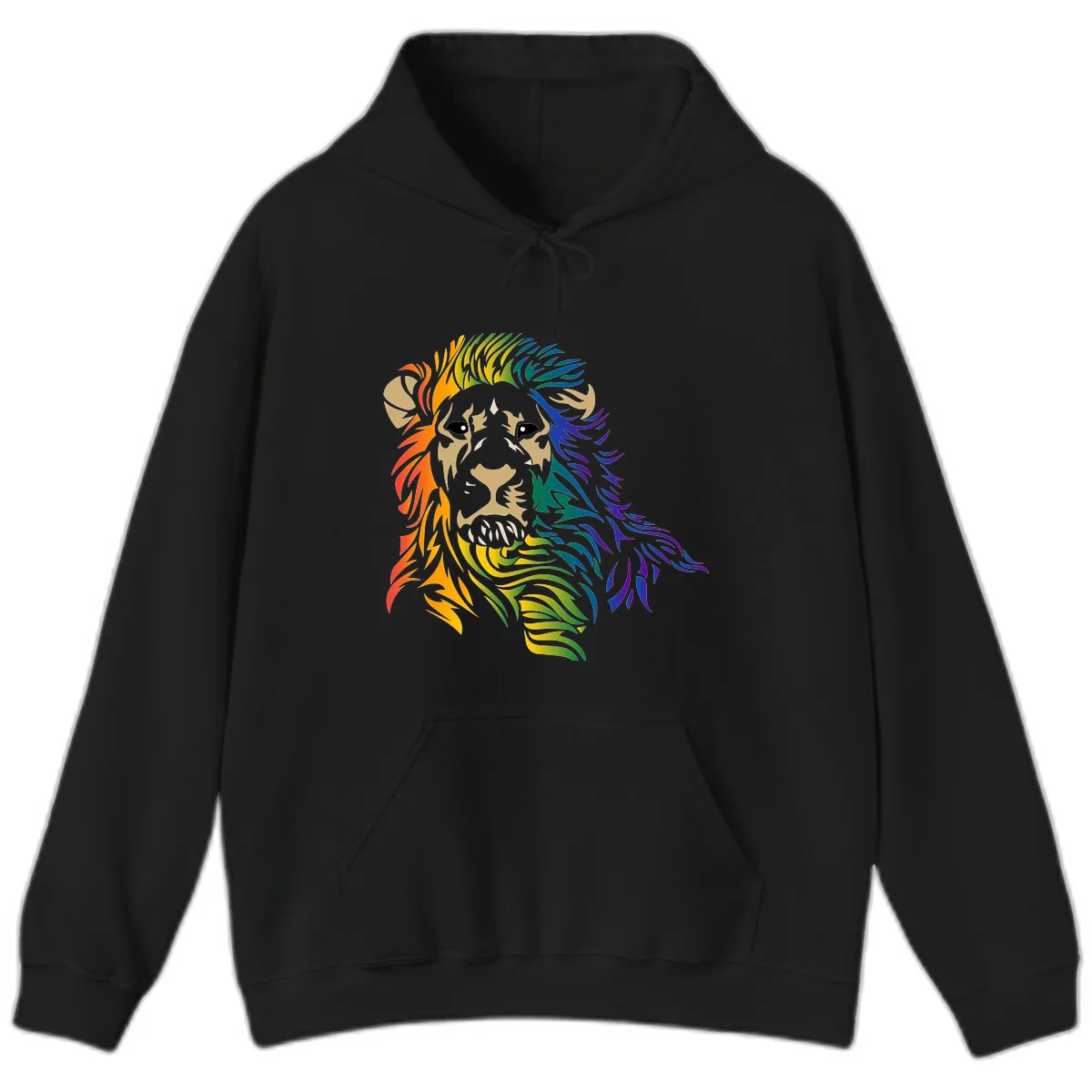 Rainbow Lion Pride Hoodie in Black